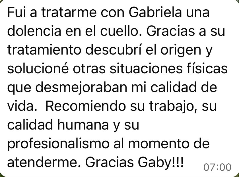 Mensaje de WhatsApp de una paciente