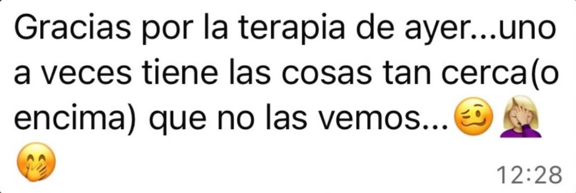 Mensaje de WhatsApp de una paciente