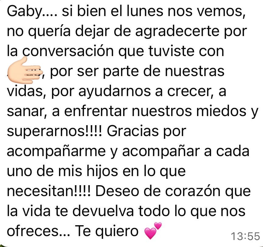 Mensaje de WhatsApp de una paciente