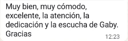 Mensaje de WhatsApp de una paciente