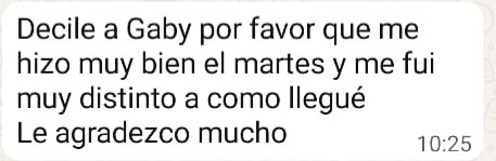 Mensaje de WhatsApp de una paciente