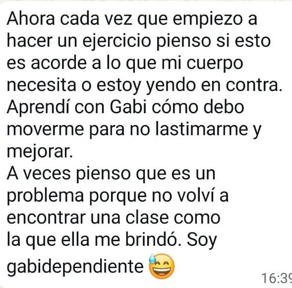 Mensaje de WhatsApp de una paciente